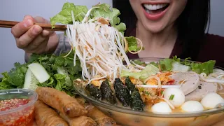 BUN RIEU CUA (VIETNAMESE CRAB PORK TOMATO NOODLE SOUP) ASMR EATING SOUNDS | LIGHT WHISPER | SAS-ASMR