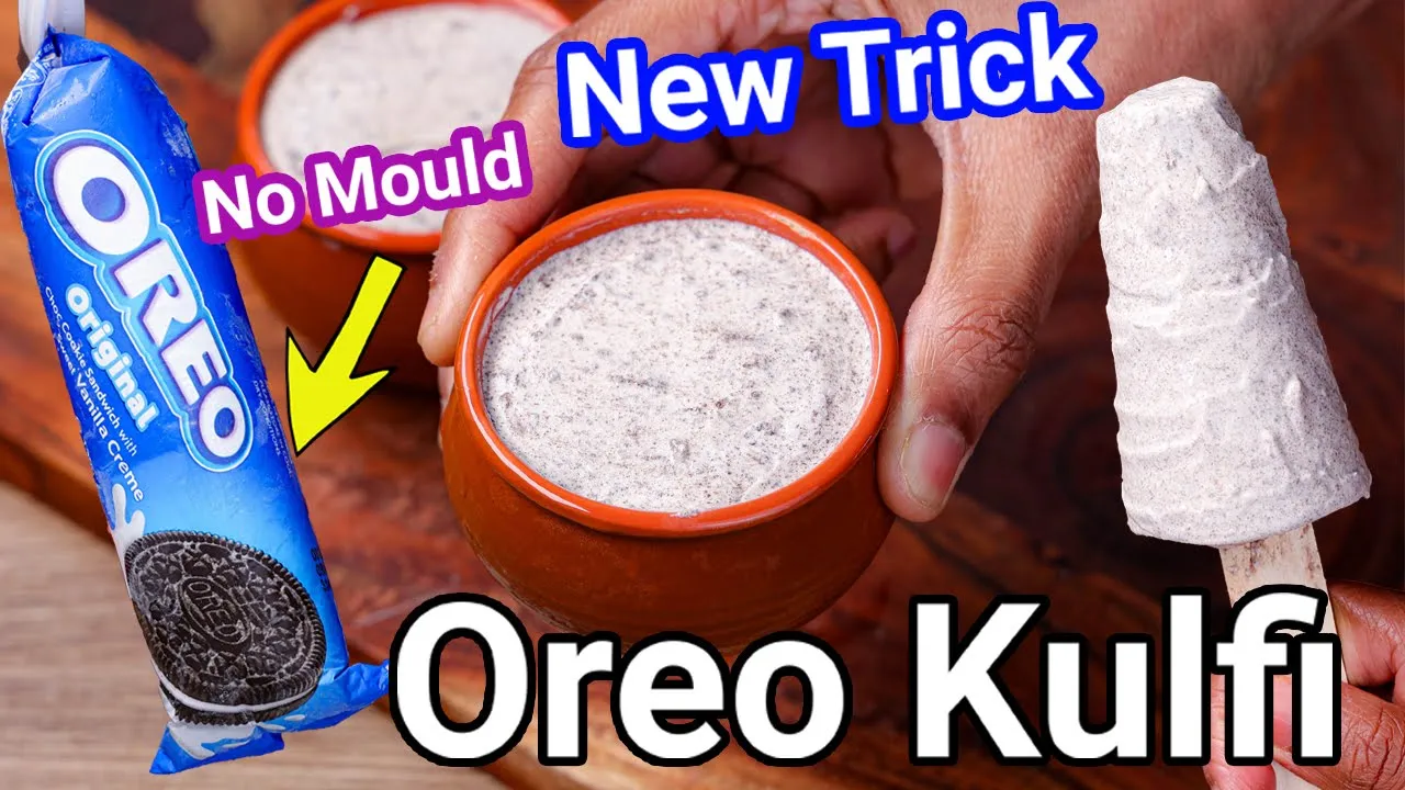 3 Ingredients Oreo Kulfi Ice Cream - No Cook Kulfi Recipe   No Mold Oreo Kulfi Ice Cream New Trick