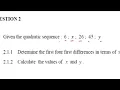Given a quadratic sequence calculate the value of x and y