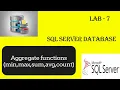 SQL Server Aggregation - Min Max Sum Avg Count