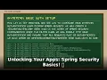 Unlock Java App Security Spring Security Basics Tutorial for Developers