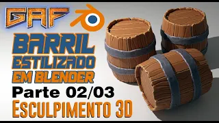 Barril Estilizado em Blender - Esculpimento 3D - PARTE 02/03