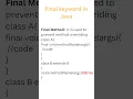 Final keyword in Java