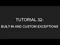 Java Programming Tutorial 32 - Built-in Exceptions Custom Exceptions Threads in English
