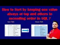 How to Sort by keeping one value always at top and others in ascending order in SQL SQL Query