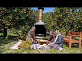 Cooking Original Turkish Gozleme in Wood Fire Outdoor Cooking