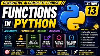 Functions in Python Arguments Parameters Return Recursion Gen AI Course Lecture 13