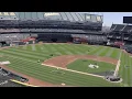 Time lapse video of Giant ROOTED logo printed on outfield for Oakland Athletics.