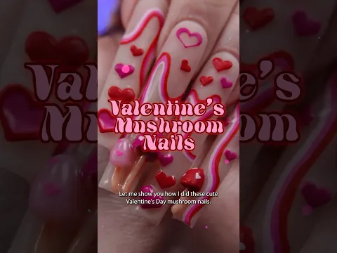 First set of vday nails this year 💗🍄 #valentinesnails