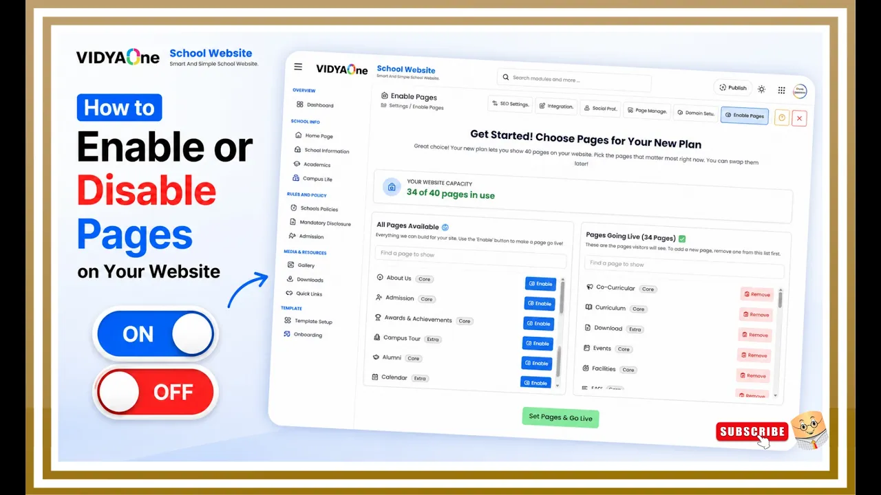Enable or Disable Pages on Your Website