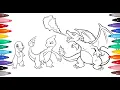 Charmander Charmeleon Charizard Evolution Line Coloring Pages