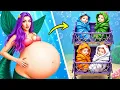 Lagu How to Raise 4 Elements Mermaid Babies DIY Hacks!🤰