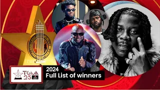 25th tgma 2024 full list of winners at the awards night