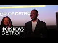 Solomon Kinloch delivers remarks after 2025 Detroit mayoral election