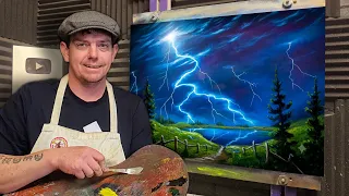 Lightning storm oil painting / wet on wet oil painting for beginners step by step