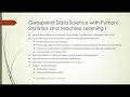 New Course Geospatial Data Science Statistics and Machine Learning I
