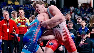 U17 Ivan Ivanov (USA) vs Vahe Hoveyan (ARM) 80kg. Greco-roman boys wrestling tournament. C-cam-man