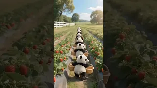 دب الباندا الصغير يأكل فريز بطريقة لطيفة باندا دب باندا باندا صغير حيوانات لطيفة 