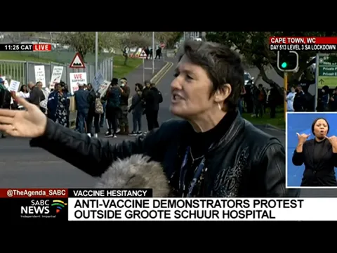 Download MP3 COVID-19 I Anti-vaccine demonstrators stage a protest outside Groote Schuur Hospital in Cape Town