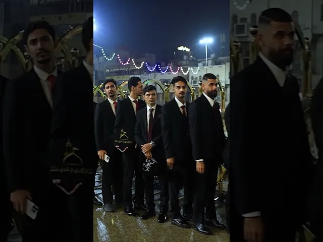 ⁣وصول المشاركين في حفل تخرج طلبة الجامعات العراقية إلى باحة باب القبلة لمرقد أبي الفضل العباس (ع)