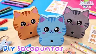 ¡Haz tu propio SACAPUNTAS DE GATITO! 🐱 Idea de Papelería Kawaii FÁCIL paso a paso ✏️✨