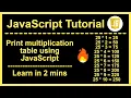 Print multiplication table using JavaScript learn in 2 mins