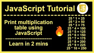 Print multiplication table using JavaScript learn in 2 mins