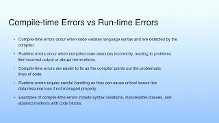 Compile-time Errors vs Run-time Errors Lecture 23 Exception Handling-I