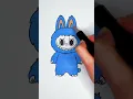 Coloring Blue Labubu DIY Easy Glitter Art