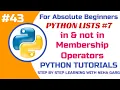 Python Membership Operators in not in for Lists Class 11 12 CS