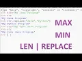Built in String Functions in Python MAX MIN LEN REPLACE Python Tutorials