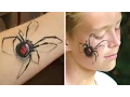3D spider makeup Arm and face painting tutorial - Great illusion makeup for Halloween
