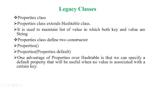 59 Legacy Classes Usage in Java Vectors Dictionary HashTable Properties