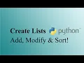 Python Lists Create Modify Sort and Master List Operations