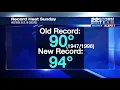 Sunday hit new high temperature record of 94 degrees