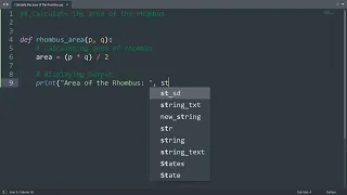 Calculate the area of the rhombus in Python Python Examples Python Coding Tutorial Interview