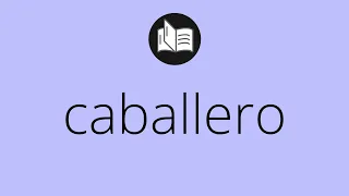 Que significa CABALLERO caballero SIGNIFICADO caballero DEFINICION Que es CABALLERO