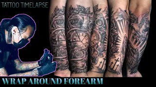 Wrap Around Forearm Tattoo Timelapse 1 session only