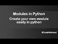 Create Your Module In Python