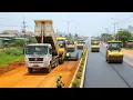 Download Lagu Great Perfect Road!! Powerful Dump Truck Unloads Gravel, The Paver Machine Spreads Gravel, Rollers