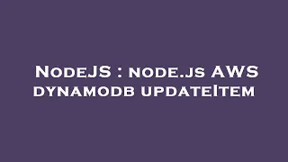 NodeJS node js AWS dynamodb updateItem