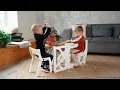 Convertible Learning tower toddler tower table with seatback and slide 7 in 1