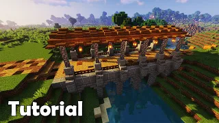 How to build a Medieval Bridge with roof in Minecraft Simple Tutorial