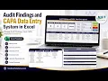 Audit Findings and CAPA Data Entry System in Excel