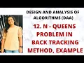 N Queens Problem in Back Tracking - Method Example L-12 DAA