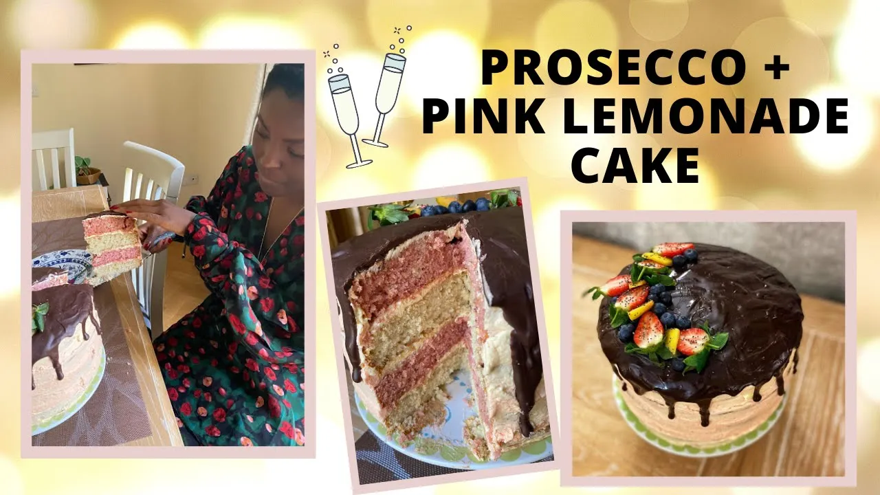 Prosecco & Pink Lemonade Cake   Vegan 4 Layer Celebration Cake
