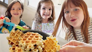MAKiNG WAFFLES for MOM!!  Backyard Games and pirate island fun with Family! Best Mother's day Ever