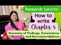 How to write Chapter 5 Summary of Findings Conclusions and Recommendations