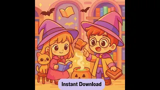 Witchy Wizard Coloring Page For kids - Halloween Witch Wizard Activity Book Preschool Art Worksheet