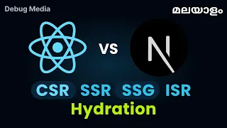 React vs Nextjs in malayalam CSR SSR SSG ISR Hydration malayalam tutorials